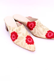 EMBROIDERED HEELED MULES ELLIE X ANTHROPOLOGIE - sustainably made MOMO NEW YORK sustainable clothing, mules slow fashion