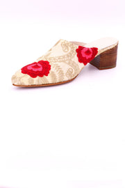 EMBROIDERED HEELED MULES ELLIE X ANTHROPOLOGIE - sustainably made MOMO NEW YORK sustainable clothing, mules slow fashion