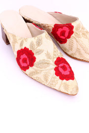 EMBROIDERED HEELED MULES ELLIE X ANTHROPOLOGIE - sustainably made MOMO NEW YORK sustainable clothing, mules slow fashion