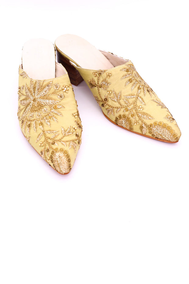 EMBROIDERED HEELED MULES ELLIE X ANTHROPOLOGIE - sustainably made MOMO NEW YORK sustainable clothing, mules slow fashion