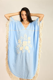 EMBROIDERED KAFTAN CASSI - sustainably made MOMO NEW YORK sustainable clothing, kaftan slow fashion