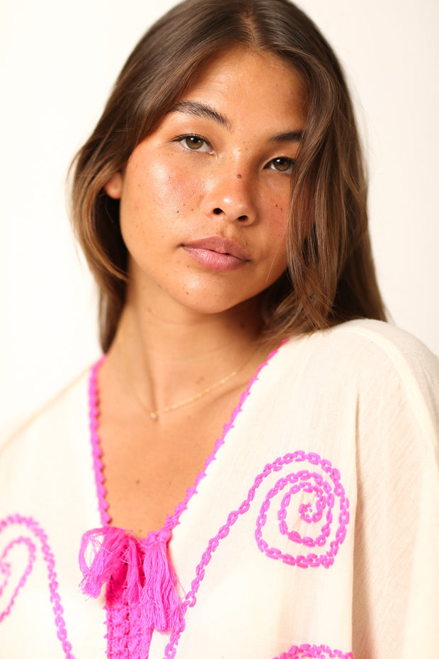 EMBROIDERED KAFTAN DRESS SANELA - sustainably made MOMO NEW YORK sustainable clothing, kaftan slow fashion