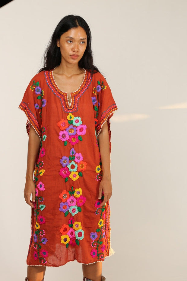 EMBROIDERED KAFTAN PHOEBE - sustainably made MOMO NEW YORK sustainable clothing, kaftan slow fashion