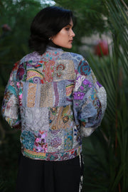 Embroidered Patchwork Bomber Jacket Serena - sustainably made MOMO NEW YORK sustainable clothing, offer slow fashion