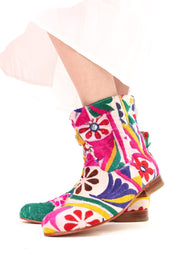 Embroidered Patchwork Boots Romy - sustainably made MOMO NEW YORK sustainable clothing, offer slow fashion