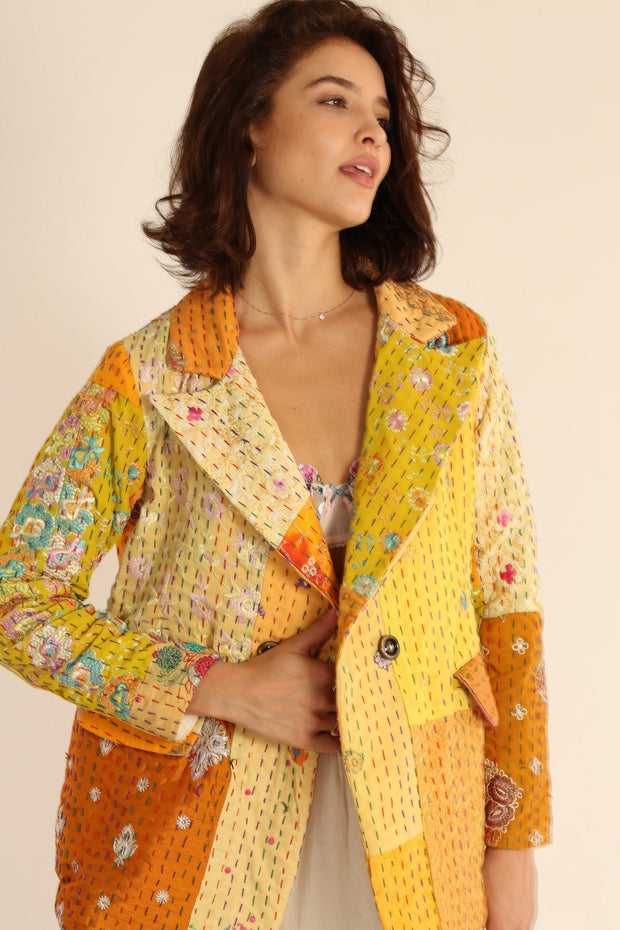 EMBROIDERED PATCHWORK JACKET PENNY - sustainably made MOMO NEW YORK sustainable clothing, Jacket slow fashion