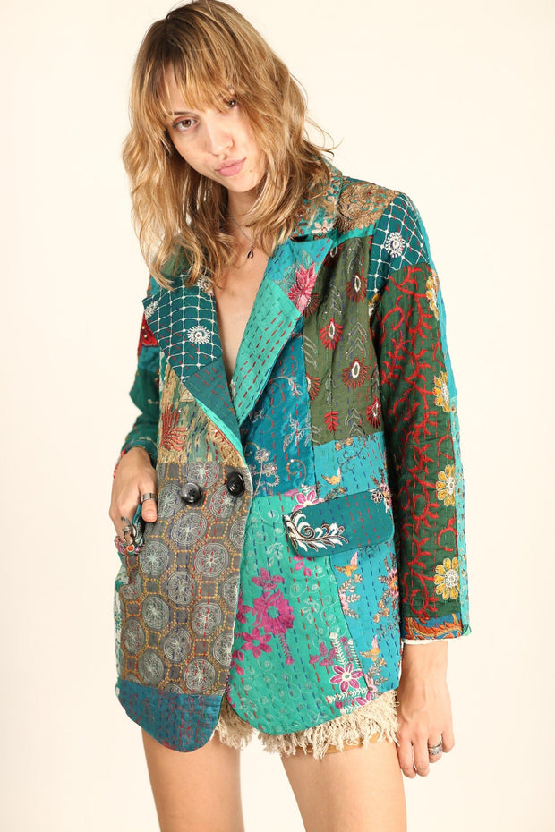 EMBROIDERED PATCHWORK JACKET PENNY - sustainably made MOMO NEW YORK sustainable clothing, Jacket slow fashion