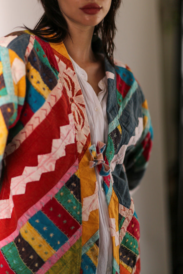 EMBROIDERED PATCHWORK KIMONO HILO - sustainably made MOMO NEW YORK sustainable clothing, slow fashion