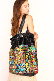 EMBROIDERED PATCHWORK XL BAG TOEY - sustainably made MOMO NEW YORK sustainable clothing, samplesale1022 slow fashion