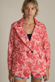 EMBROIDERED PINK FLOWER BLAZER JACKET AGLAIA - sustainably made MOMO NEW YORK sustainable clothing, Jacket slow fashion