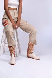 EMBROIDERED ROUND BOOTS PERRY - sustainably made MOMO NEW YORK sustainable clothing, boots slow fashion