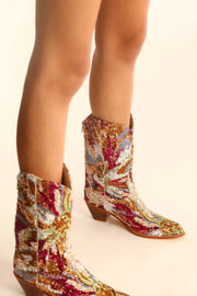 EMBROIDERED SEQUIN WESTERN BOOTS SINA - sustainably made MOMO NEW YORK sustainable clothing, boots slow fashion