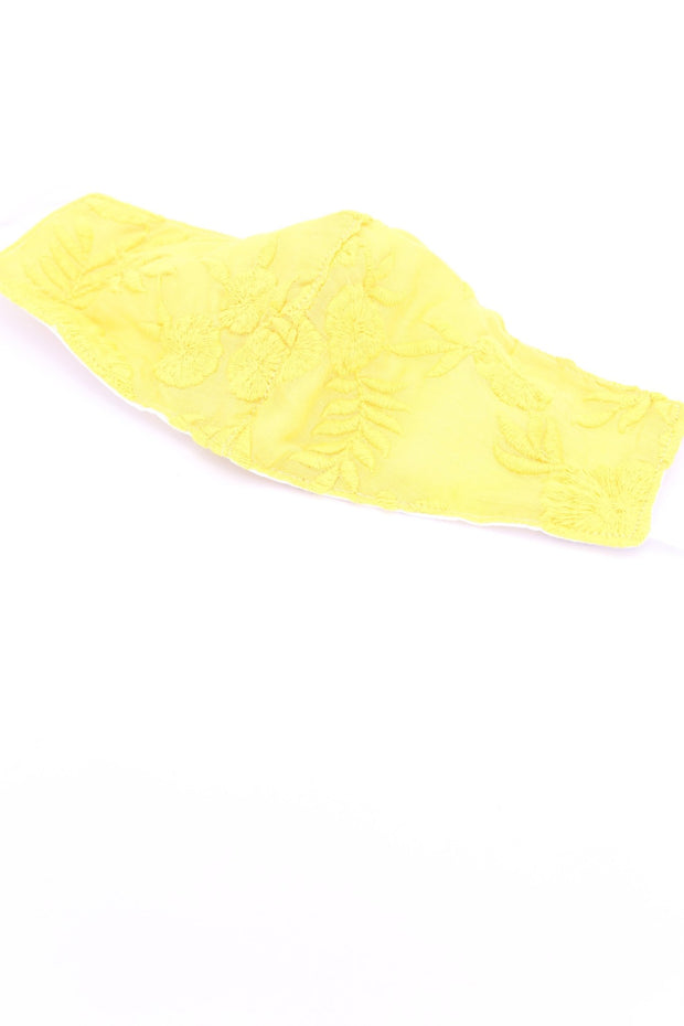 EMBROIDERED SILK COTTON FACE MASK MAYU (YELLOW) - sustainably made MOMO NEW YORK sustainable clothing, offerfm slow fashion