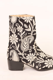 EMBROIDERED SILK PAISLEY BOOTS OWEN - sustainably made MOMO NEW YORK sustainable clothing, boots slow fashion