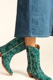 EMBROIDERED SILK WESTERN BOOTS ARWA - sustainably made MOMO NEW YORK sustainable clothing, boots slow fashion