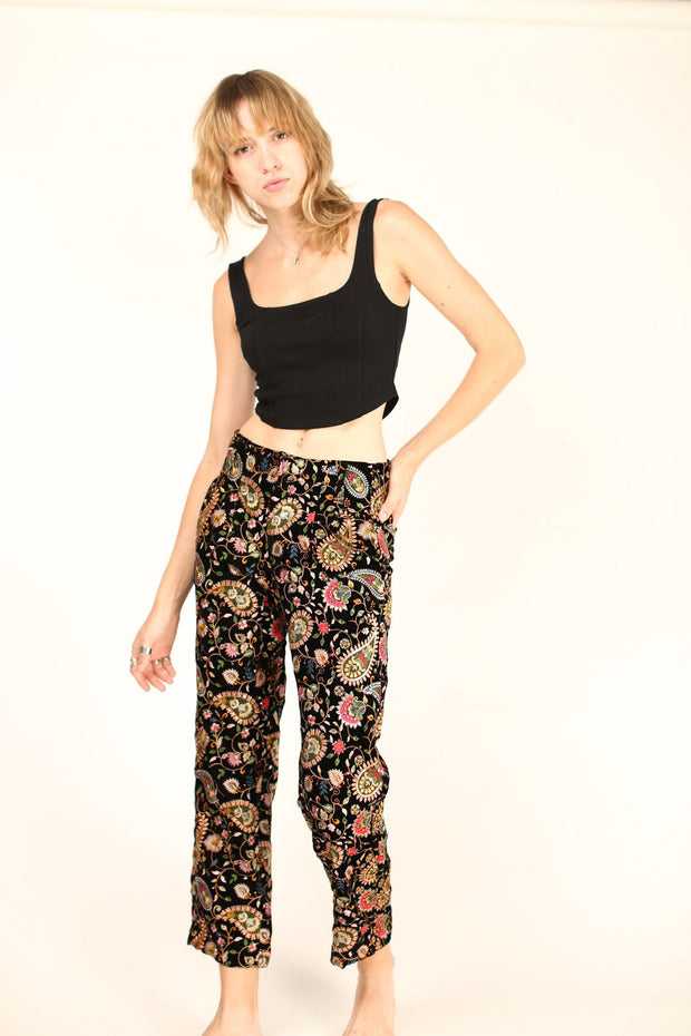 EMBROIDERED VELVET PANTS DEWI - sustainably made MOMO NEW YORK sustainable clothing, fall22 slow fashion