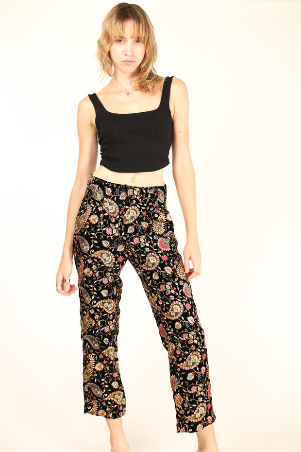 EMBROIDERED VELVET PANTS DEWI - sustainably made MOMO NEW YORK sustainable clothing, fall22 slow fashion