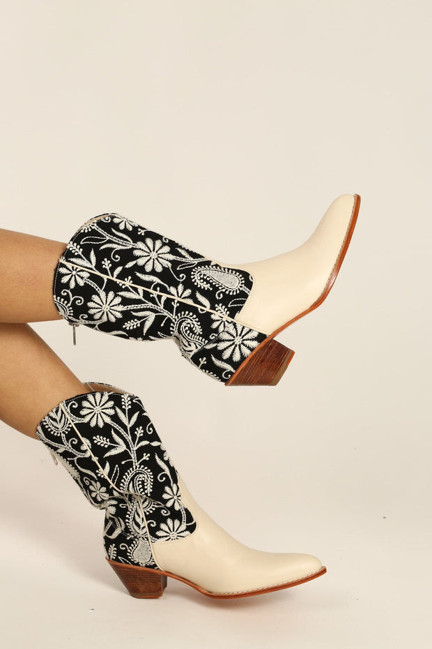 EMBROIDERED WESTERN BOOTS NICOLE - sustainably made MOMO NEW YORK sustainable clothing, boots slow fashion