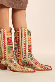 EMBROIDERED WESTERN BOOTS SILK LAFATA - sustainably made MOMO NEW YORK sustainable clothing, boots slow fashion