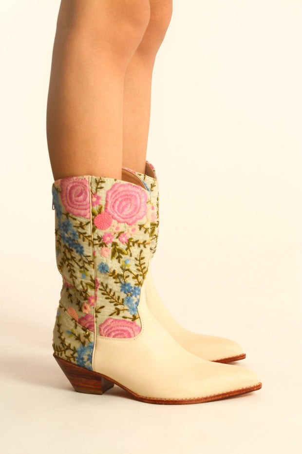 EMBROIDERED WESTERN FABRIC BOOTS WANISA - sustainably made MOMO NEW YORK sustainable clothing, boots slow fashion