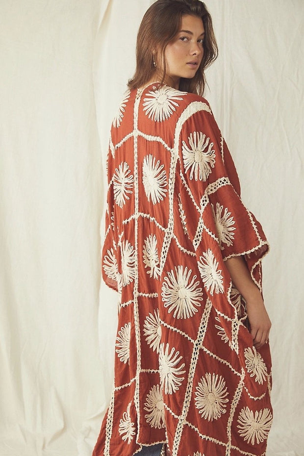 FLORA CROCHET KIMONO - sustainably made MOMO NEW YORK sustainable clothing, crochet slow fashion