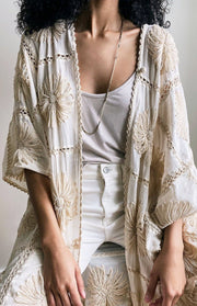 FLORA CROCHET KIMONO X FREE PEOPLE - sustainably made MOMO NEW YORK sustainable clothing, crochet slow fashion