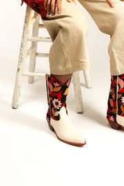 FLOWER EMBROIDERED BOOTS X ANTHROPOLOGIE - sustainably made MOMO NEW YORK sustainable clothing, boots slow fashion