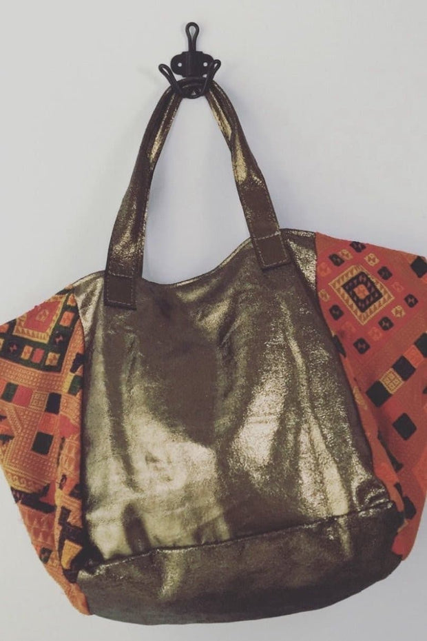 GOLD / TRIBAL BAG MICHA - sustainably made MOMO NEW YORK sustainable clothing, samplesale1022 slow fashion