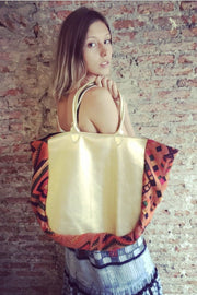 GOLD TRIBAL TRIM BAG BENNY - sustainably made MOMO NEW YORK sustainable clothing, samplesale1022 slow fashion