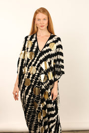 HAND BATIK GOLD DOT KAFTAN LIENA - sustainably made MOMO NEW YORK sustainable clothing, dress slow fashion