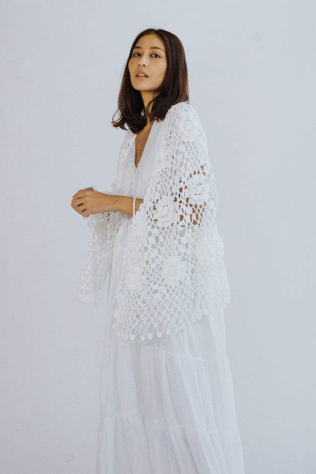 HAND COTTON CROCHET CARDIGAN COCO - sustainably made MOMO NEW YORK sustainable clothing, crochet slow fashion