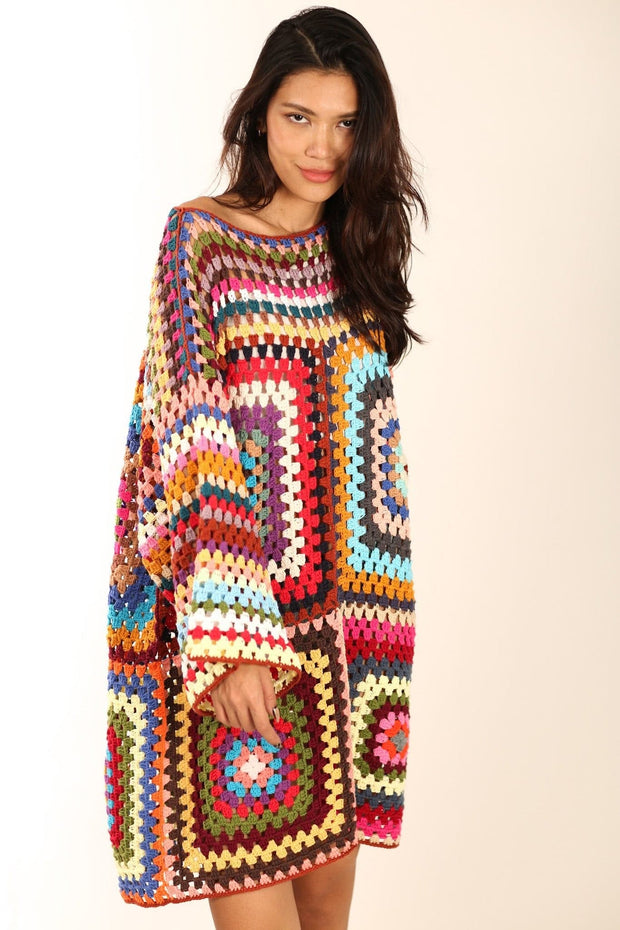 HAND CROCHET KAFTAN RAJA - sustainably made MOMO NEW YORK sustainable clothing, crochet slow fashion