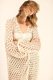 HAND CROCHET KIMONO DUSTER NOEMI - sustainably made MOMO NEW YORK sustainable clothing, wholesale1122 slow fashion