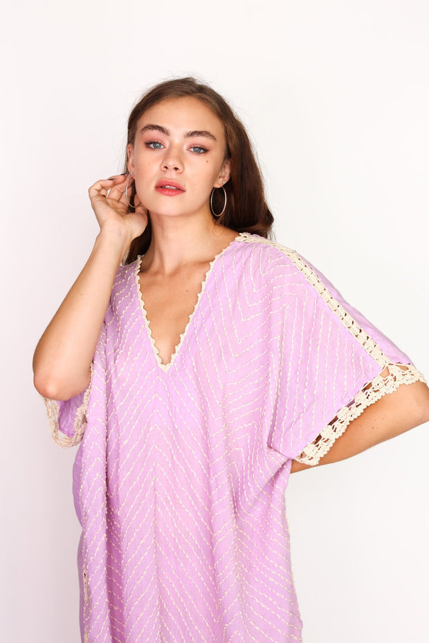 HAND CROCHET STITCH KAFTAN MALIA - sustainably made MOMO NEW YORK sustainable clothing, crochet slow fashion