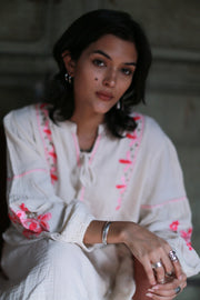 HAND EMBROIDERED COTTON EVERY DAY DRESS JELENA - sustainably made MOMO NEW YORK sustainable clothing, kaftan slow fashion