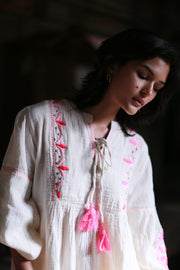 HAND EMBROIDERED COTTON EVERY DAY DRESS JELENA - sustainably made MOMO NEW YORK sustainable clothing, kaftan slow fashion