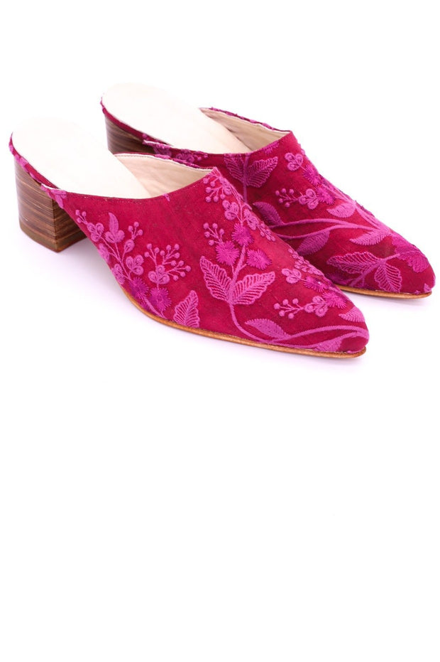 HEELED MULES EMBROIDERED X ANTHROPOLOGIE - sustainably made MOMO NEW YORK sustainable clothing, mules slow fashion