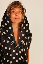 HOODIE DRESS POLKA DOT BLACK MADEENA - sustainably made MOMO NEW YORK sustainable clothing, dress slow fashion