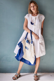 Indigo Patchwork Bag Hemp Dual - sustainably made MOMO NEW YORK sustainable clothing, handbag slow fashion