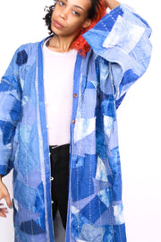 INDIGO PATCHWORK KIMONO NOLA - sustainably made MOMO NEW YORK sustainable clothing, Kimono slow fashion