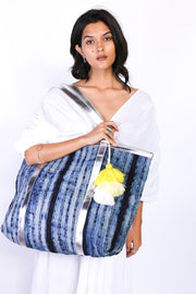 INDIGO TOTE HEMP BAG TANKE - sustainably made MOMO NEW YORK sustainable clothing, offer slow fashion