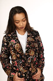 JACKET FRIDA EMBROIDERED VELVET - sustainably made MOMO NEW YORK sustainable clothing, fall22 slow fashion