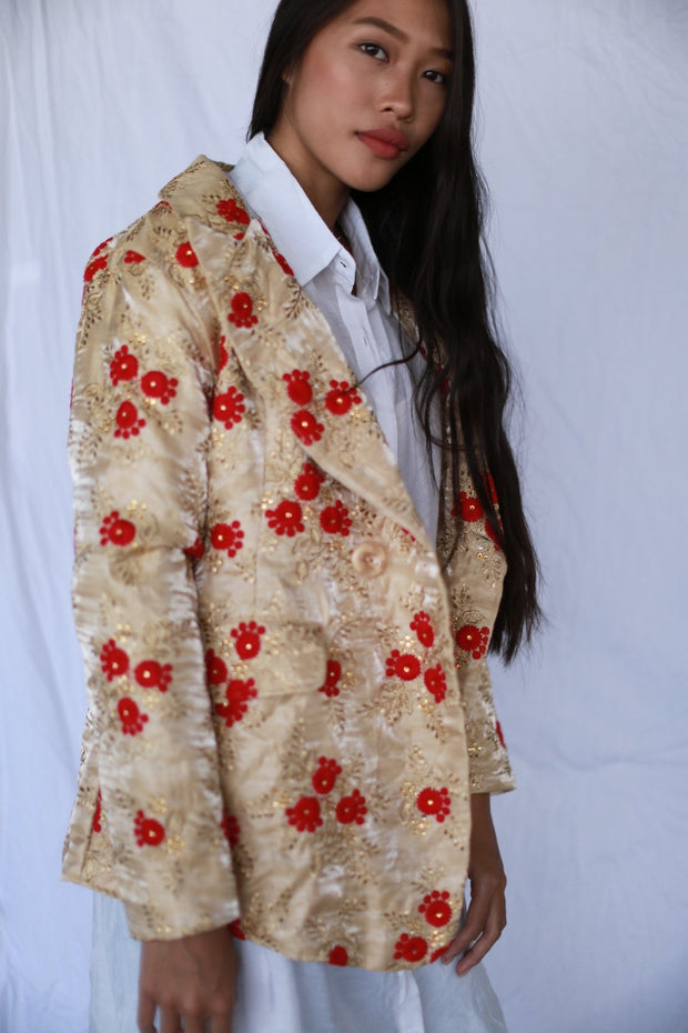 JACKET FRIDA IN EMBROIDERED SILK - sustainably made MOMO NEW YORK sustainable clothing, offer slow fashion