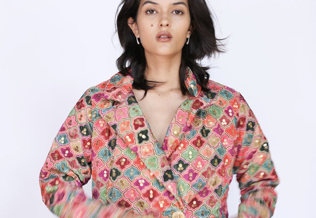 Jacket Frida Velvet Embroidered Sequin - sustainably made MOMO NEW YORK sustainable clothing, fall22 slow fashion