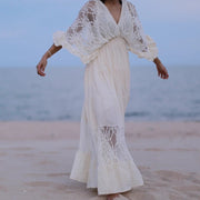 KAFTAN LACE COTTON DRESS LUNA - sustainably made MOMO NEW YORK sustainable clothing, dress slow fashion