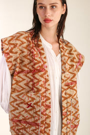 KANTHA COTTON VEST WISUSA - sustainably made MOMO NEW YORK sustainable clothing, Kimono slow fashion