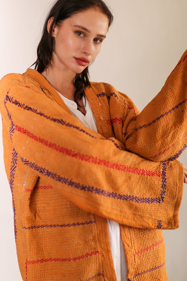 KANTHA QUILT KIMONO ODISU - sustainably made MOMO NEW YORK sustainable clothing, slow fashion