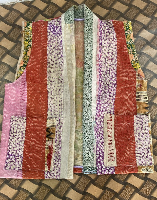 KANTHA QUILT VEST AMIRA - sustainably made MOMO NEW YORK sustainable clothing, slow fashion