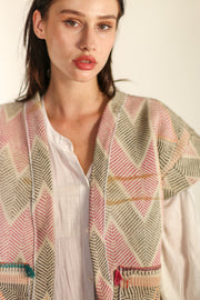 KANTHA QUILT VINTAG FABRIC BILO - sustainably made MOMO NEW YORK sustainable clothing, Kimono slow fashion