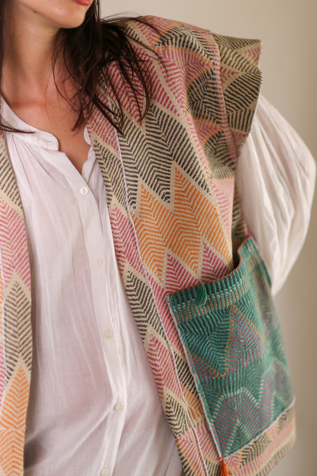 KANTHA VEST KIMII - sustainably made MOMO NEW YORK sustainable clothing, slow fashion